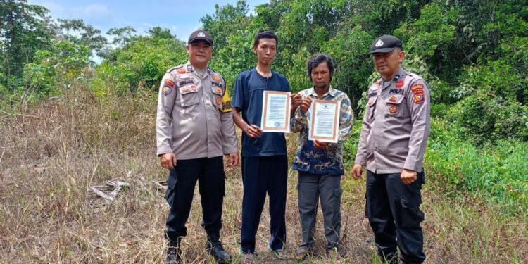 Polsek Pangkalan Lesung Gelar Patroli dan Sosialisasi Larangan Karhutla