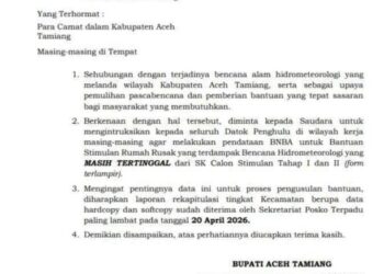 Pemkab Aceh Tamiang Percepat Pendataan Ulang Korban Bencana Tahap III