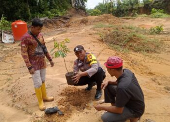 Polsek Kerumutan Tanam Bibit Durian dan Manggis di Pelalawan