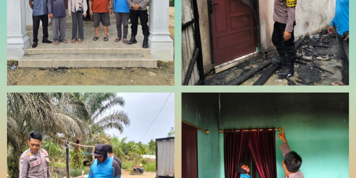 Bhabinkamtibmas Desa Angkasa Tindaklanjuti Kebakaran Rumah Warga