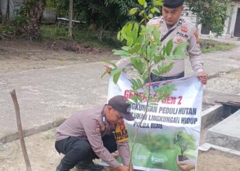 Polsek Bunut Tanam Bibit Rambutan di Mako, Dukung Program Penghijauan Polda Riau