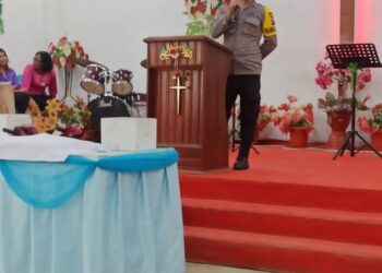 Minggu Kasih di Langgam, Polisi Ajak Jemaat Perkuat Kerukunan dan Kamtibmas