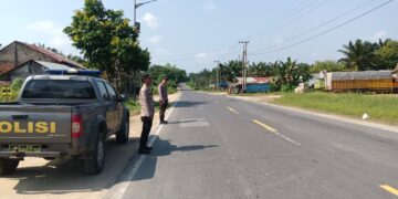 Polsek Pangkalan Lesung Gelar Patroli Rutin di Jalur Lintas Timur, Antisipasi Laka dan C3
