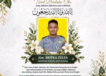 Seorang Personel Polisi Meninggal Dunia Saat Upacara HUT Aceh Singkil Ke 27