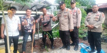 Polsek Pangkalan Kerinci Tanam Bibit Buah, Wujudkan Program Green Policing di Pelalawan
