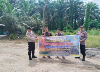 Polisi Gencarkan Patroli Karhutla di Pangkalan Lesung, Sosialisasi Larangan Bakar Lahan