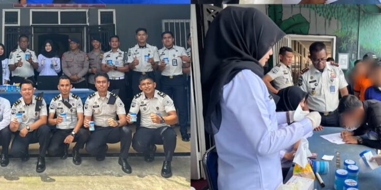 Dalam Rangka HBP Ke-62, Rutan Takengon Laksanakan Tes Urine Pegawai Dan Warga Binaan