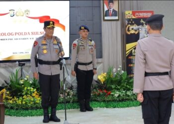 Kapolda Sul-sel Pimpin Upacara Penyerahan Jabatan Karolog Polda Sulsel dalam Rangka Purna Tugas