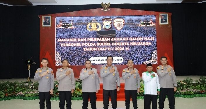 Manasik Haji dan Pelepasan Jamaah Calon Haji Personel Polda Sulsel Tahun 1447 H/2026 M Berlangsung Khidmat