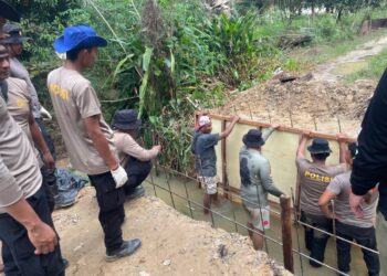 Hari Kedelapan, Pengerjaan Jembatan Presisi Polri di Ukui Terus Dikebut