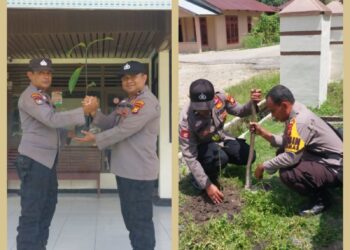 Polres Pelalawan Serahkan Bibit Pohon Buah dalam Rangka Program Pelestarian Lingkungan Hidup Kapolda Riau