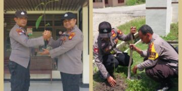 Polres Pelalawan Serahkan Bibit Pohon Buah dalam Rangka Program Pelestarian Lingkungan Hidup Kapolda Riau