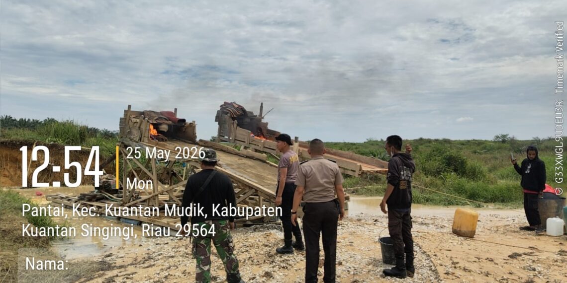 Polsek Kuantan Mudik Tertibkan 6 Rakit PETI di Areal PT KTBM