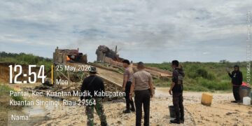 Polsek Kuantan Mudik Tertibkan 6 Rakit PETI di Areal PT KTBM
