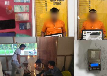 Tim Unit Reskrim Polsek Tambang  Gerebek Pelaku Sabu Di Veron Sawit Desa Kuapan